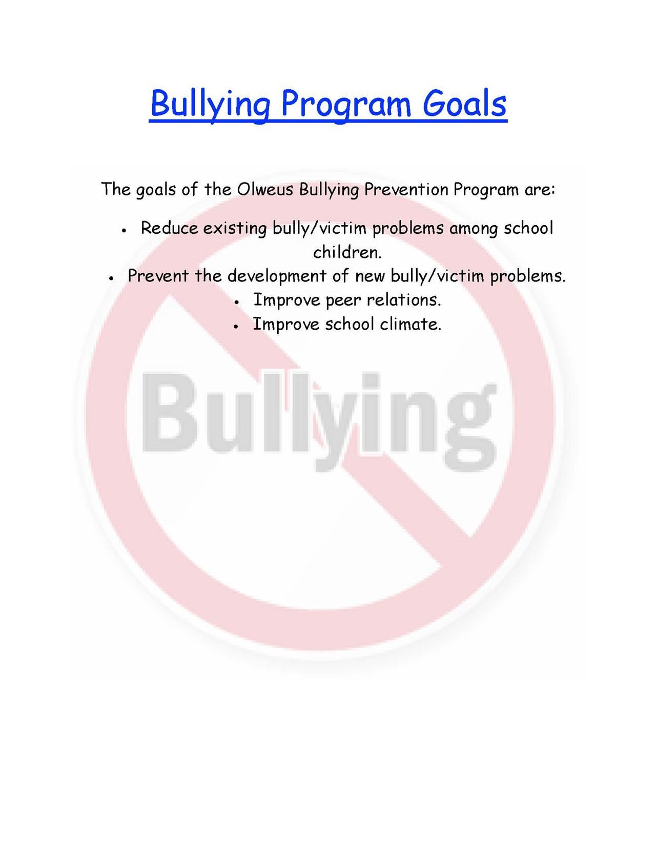 Bullying Program Goals